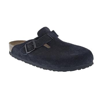 Dámské Boston Birkenstock Soft Footbed Semišové Černé | CZ 318UZG